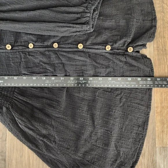 Lulus Black Long Sleeve Mini Dress Button Down Shirt Dress Medium - Picture 7 of 13